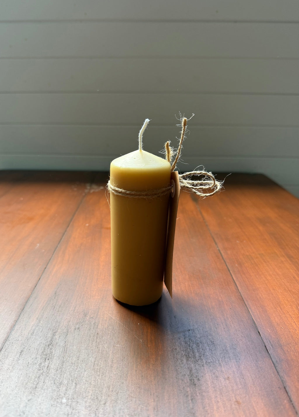 Natural beeswax pillar candle handmade in Byron Bay Northern Rivers NSW
