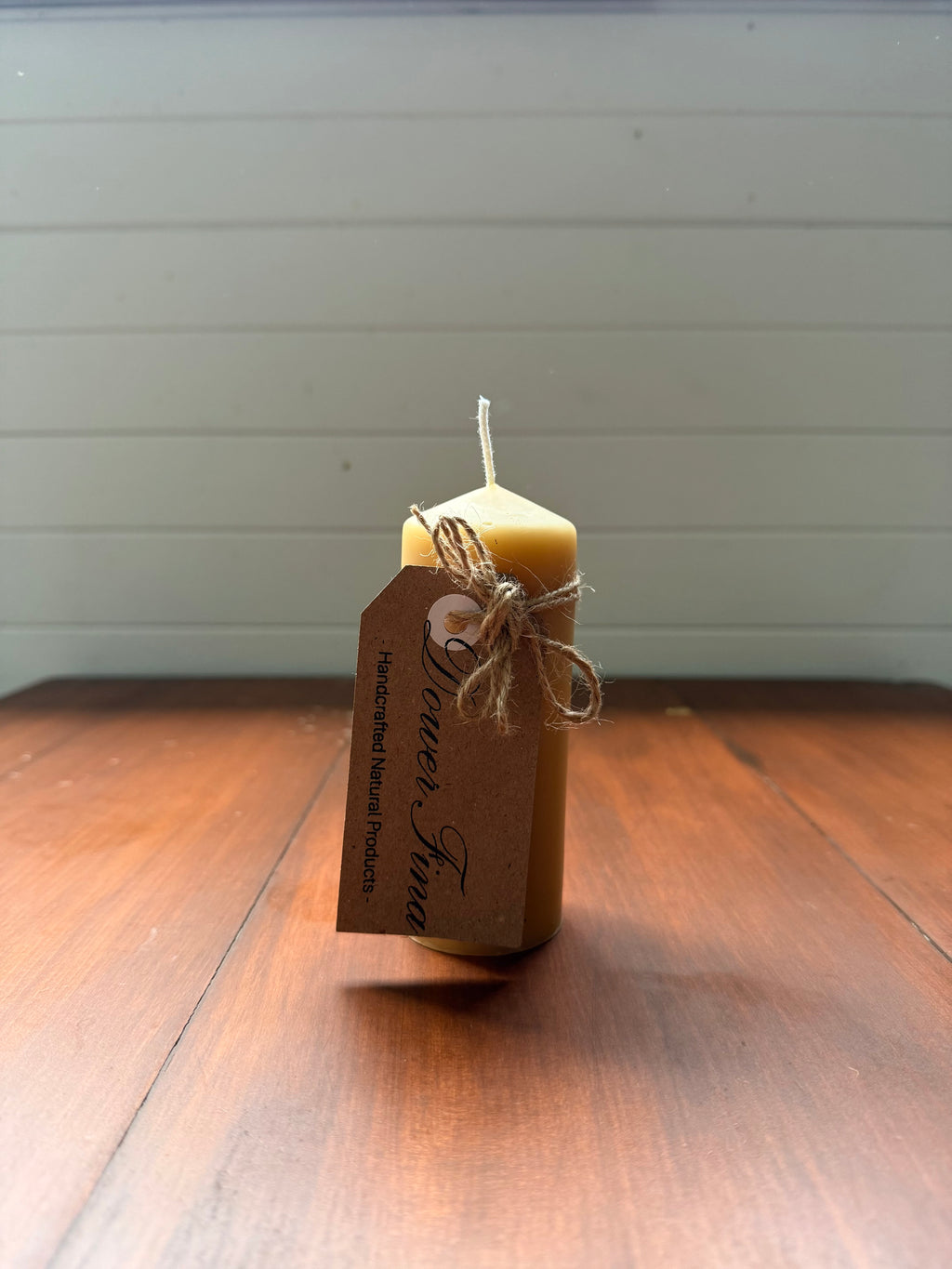 Natural beeswax pillar candle handmade in Byron Bay Northern Rivers NSW