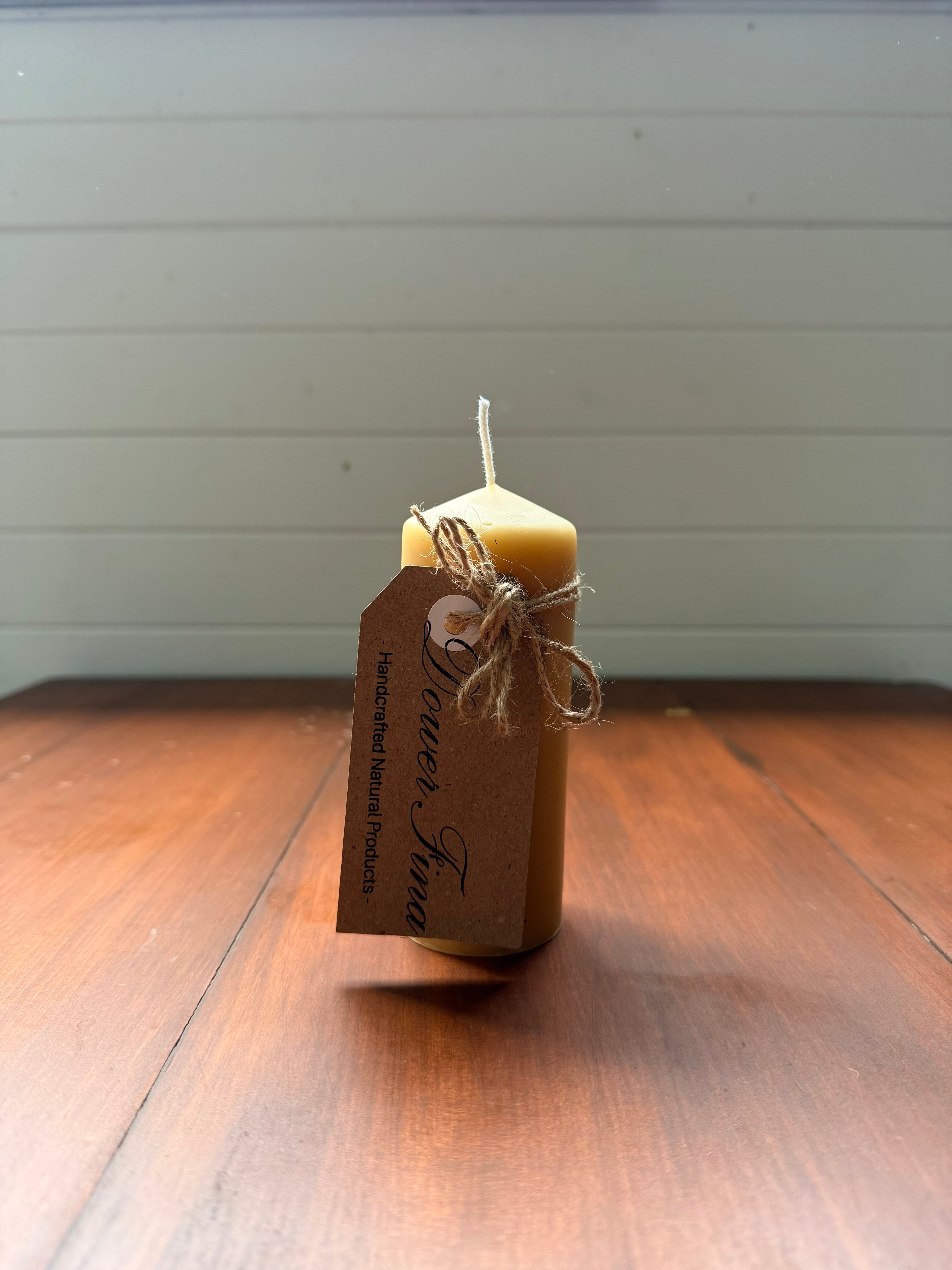 Natural beeswax pillar candle handmade in Byron Bay Northern Rivers NSW