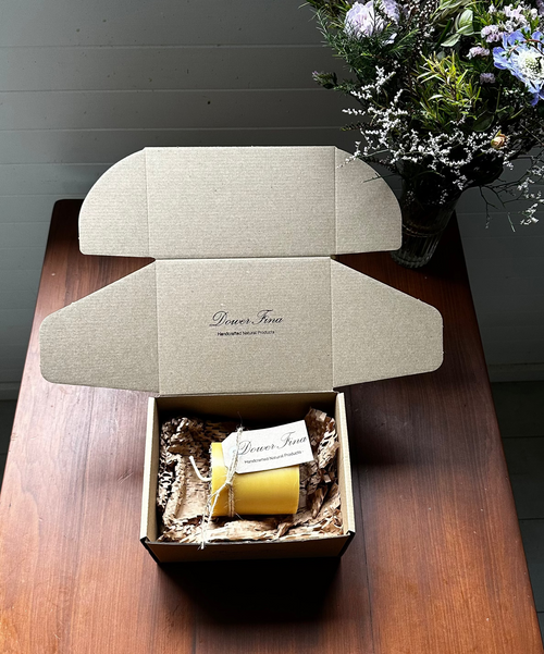 Natural beeswax pillar candle handmade in Byron Bay Northern Rivers NSW. The perfect gift.