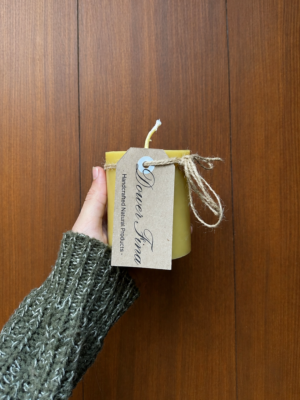 Natural beeswax pillar candle handmade in Byron Bay Northern Rivers NSW