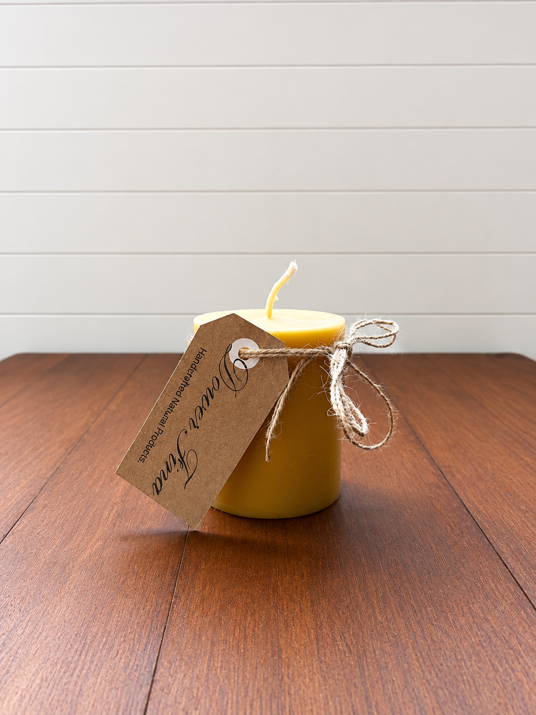 Natural beeswax pillar candle handmade in Byron Bay Northern Rivers NSW