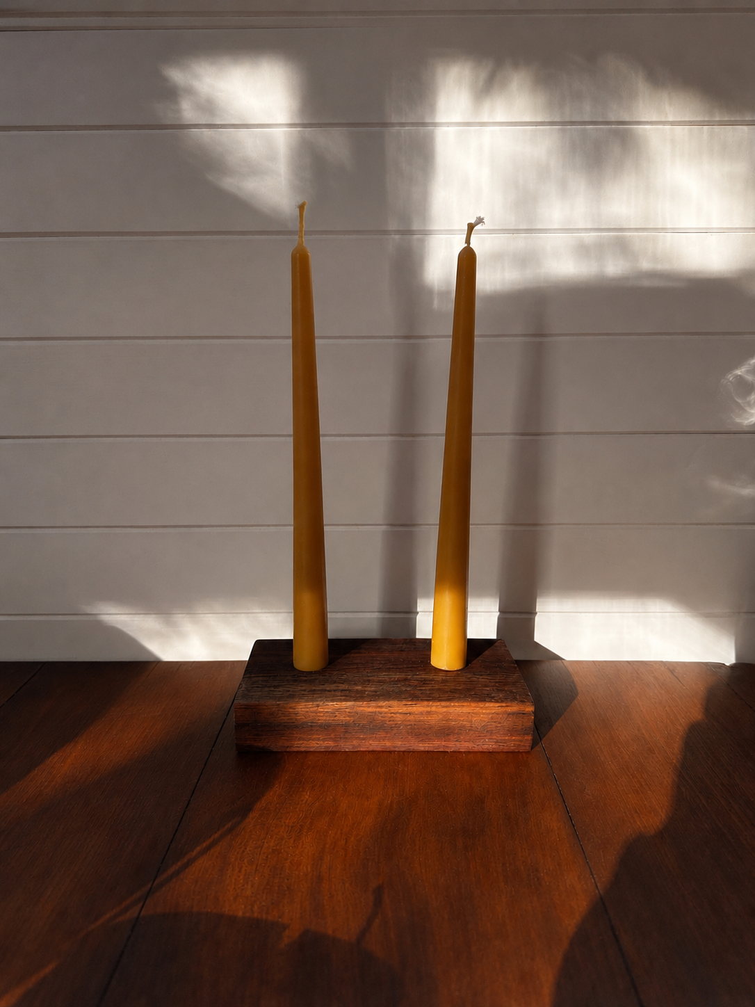 Pair of Australian Natural Beeswax Taper Candles