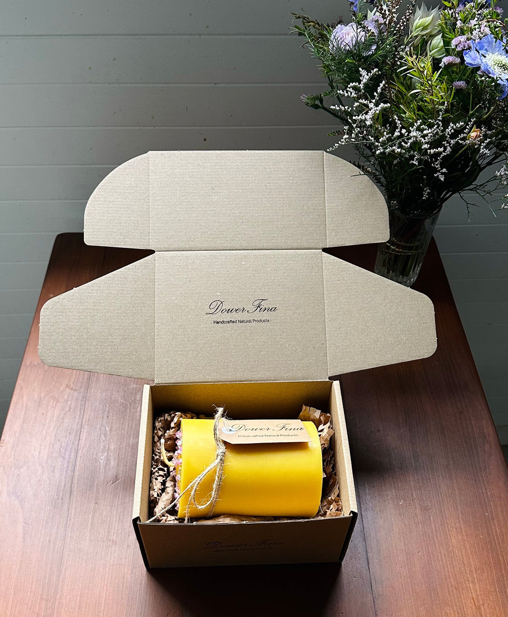 Natural beeswax pillar candle handmade in Byron Bay Northern Rivers NSW